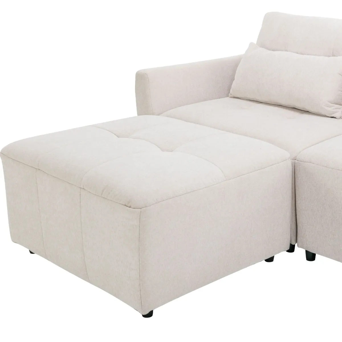 Convertible Sectional Sofa Couch 3 Seat L-Shaped Sofa With Movable Ottoman And USB For Apartment, Living Room, Bedroom