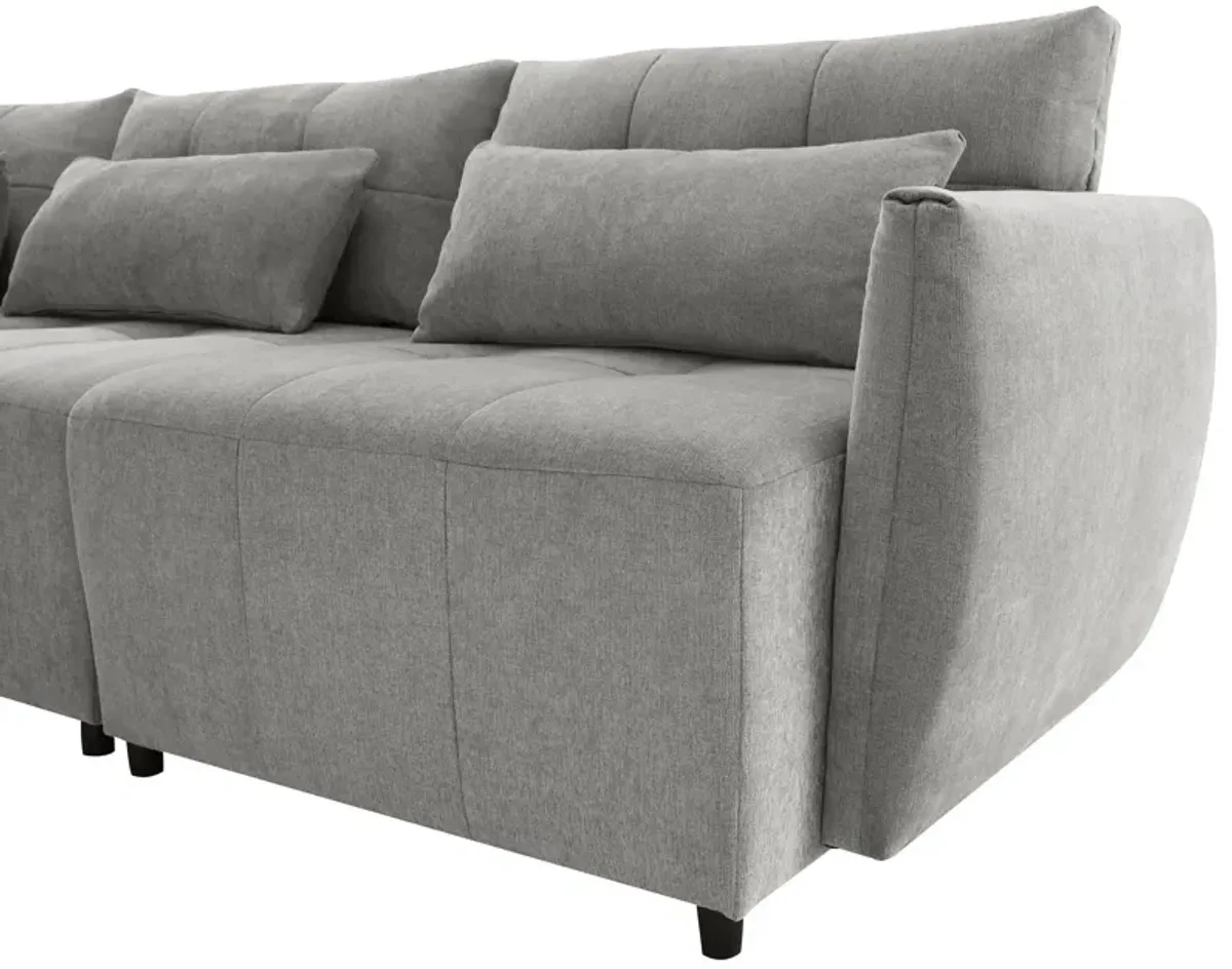 Convertible Sectional Sofa Couch 3 Seat L-Shaped Sofa With Movable Ottoman And USB For Apartment, Living Room, Bedroom