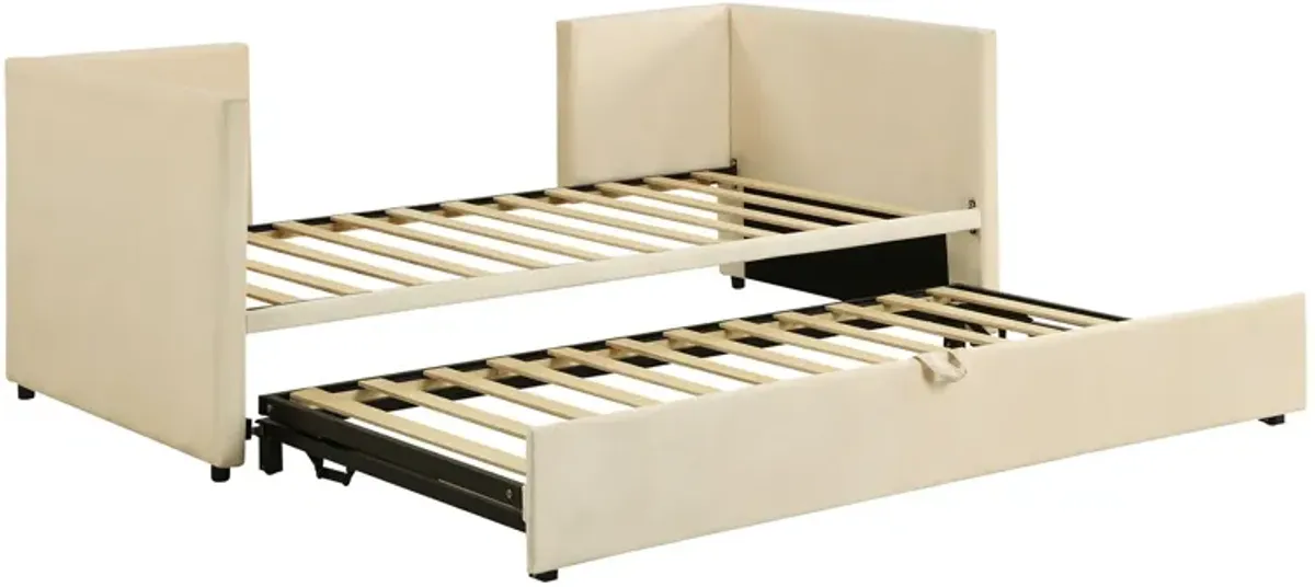 Twin Size Upholstered Daybed With Pop Up Trundle