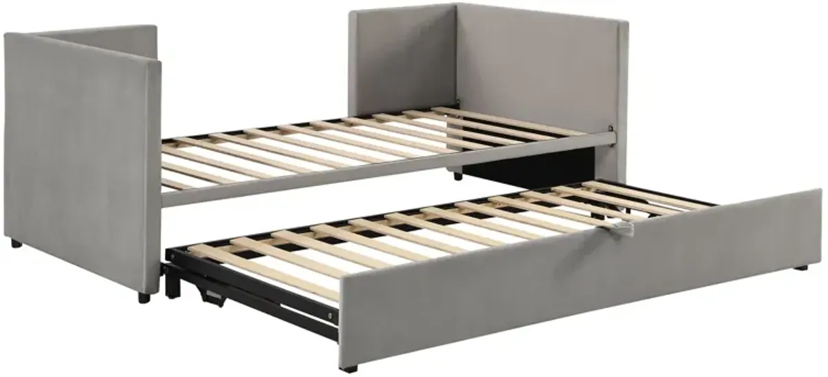 Twin Size Upholstered Daybed With Pop Up Trundle