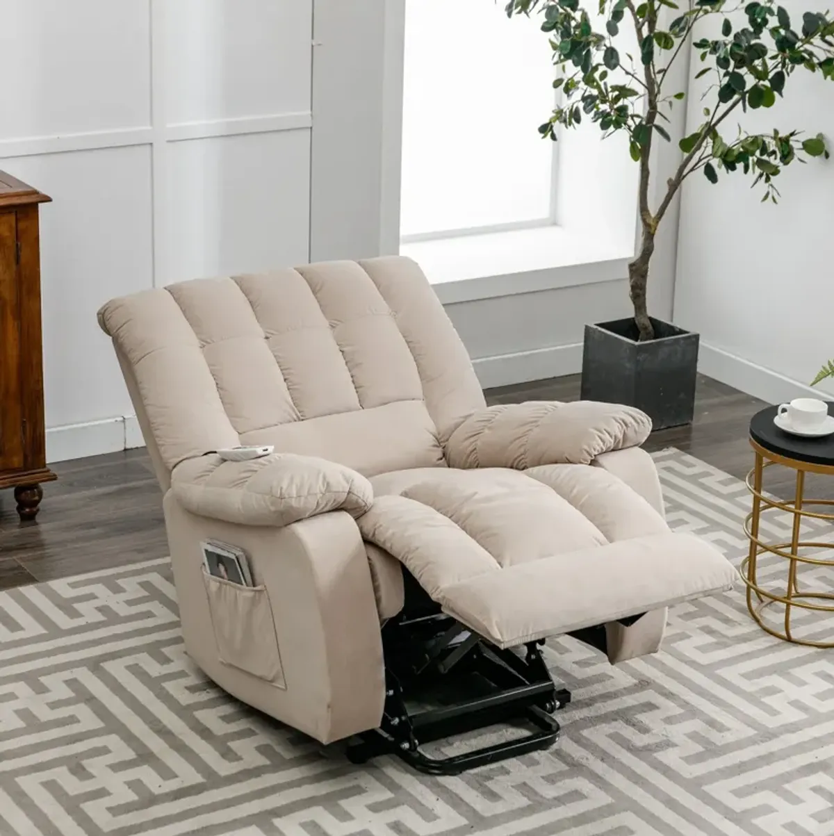 Massage Recliner Chair Electric Power Lift Recliner Chairs With Heat, Vibration, Side Pocket For Living Room Bedroom