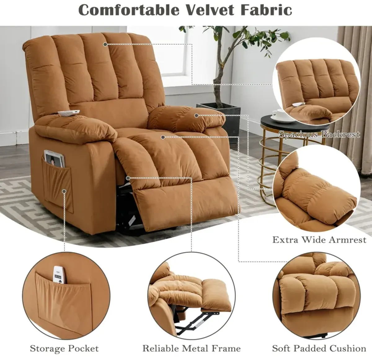 Massage Recliner Chair Electric Power Lift Recliner Chairs With Heat, Vibration, Side Pocket For Living Room Bedroom