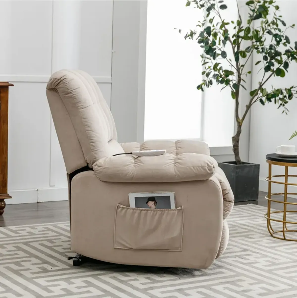 Massage Recliner Chair Electric Power Lift Recliner Chairs With Heat, Vibration, Side Pocket For Living Room Bedroom