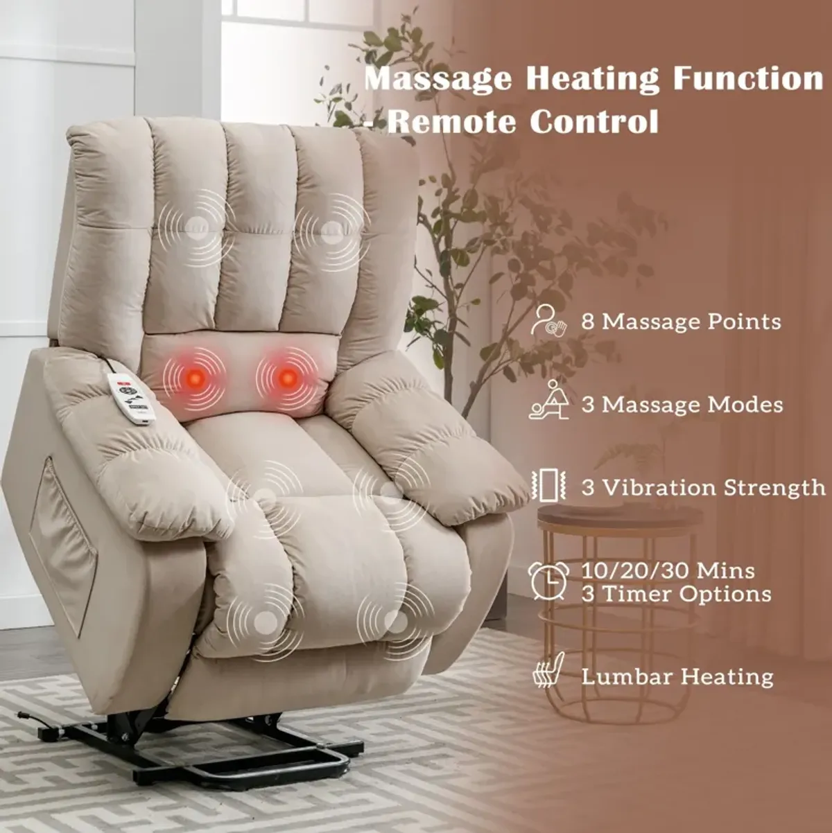 Massage Recliner Chair Electric Power Lift Recliner Chairs With Heat, Vibration, Side Pocket For Living Room Bedroom