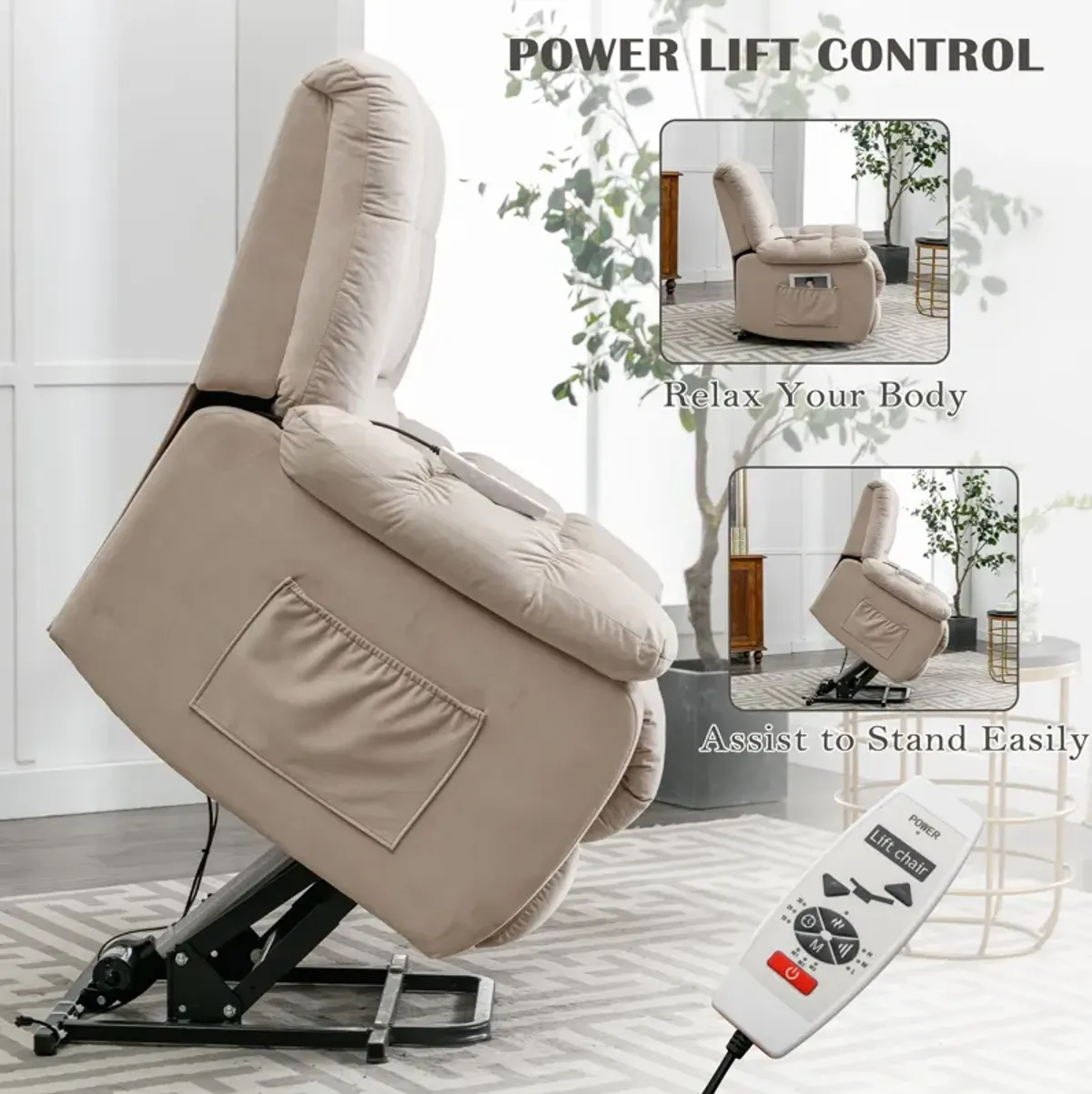 Massage Recliner Chair Electric Power Lift Recliner Chairs With Heat, Vibration, Side Pocket For Living Room Bedroom