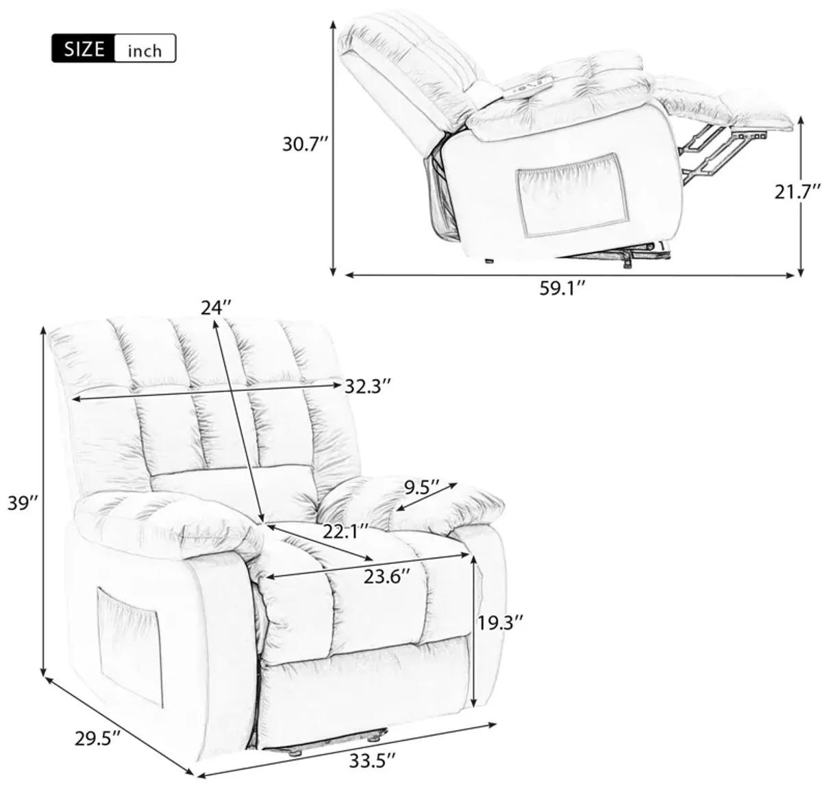 Massage Recliner Chair Electric Power Lift Recliner Chairs With Heat, Vibration, Side Pocket For Living Room Bedroom