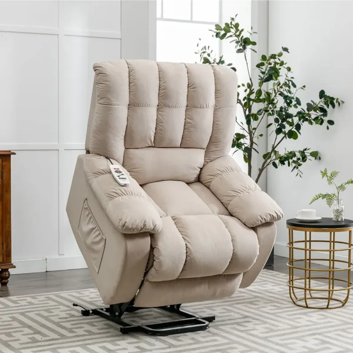 Massage Recliner Chair Electric Power Lift Recliner Chairs With Heat, Vibration, Side Pocket For Living Room Bedroom