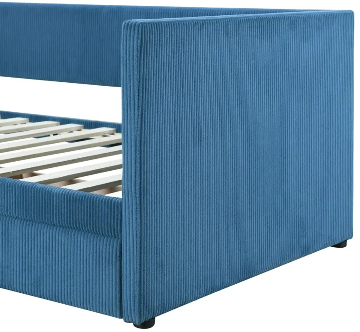 Twin Size Corduroy Daybed With Two Drawers And Wood Slat