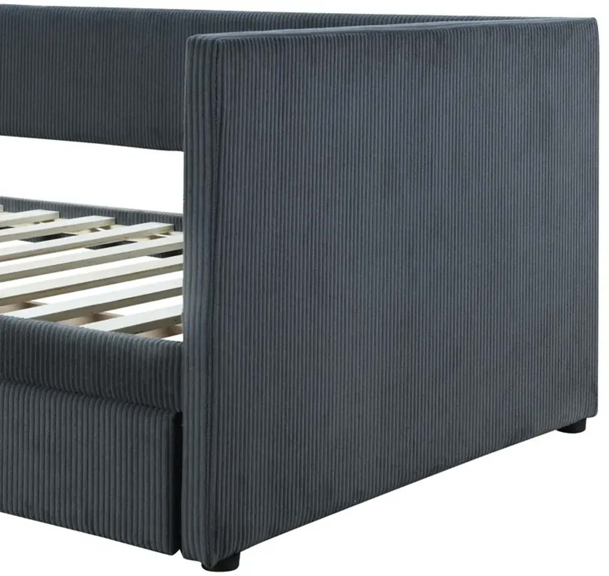 Twin Size Corduroy Daybed With Two Drawers And Wood Slat