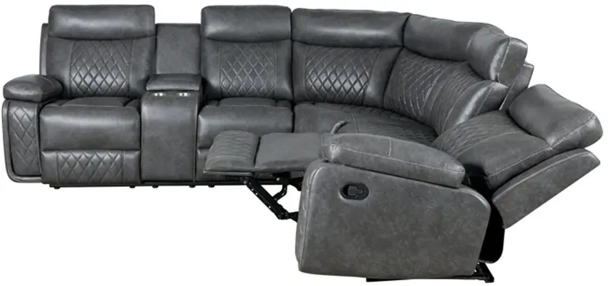 Home Theater Seating Manual Recliner With Cup Holder, Hide - Away Storage PU Reclining Sofa For Living Room, Home Theater