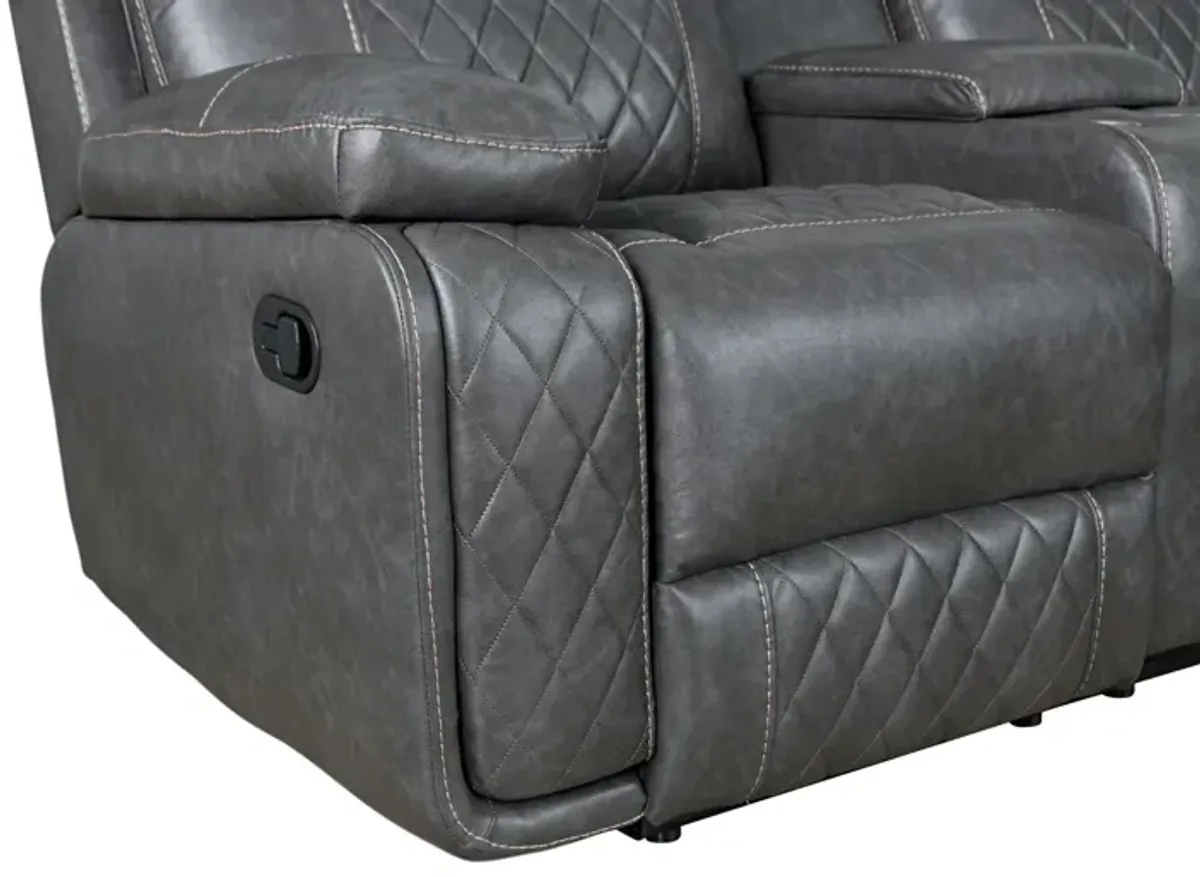 Home Theater Seating Manual Recliner With Cup Holder, Hide - Away Storage PU Reclining Sofa For Living Room, Home Theater