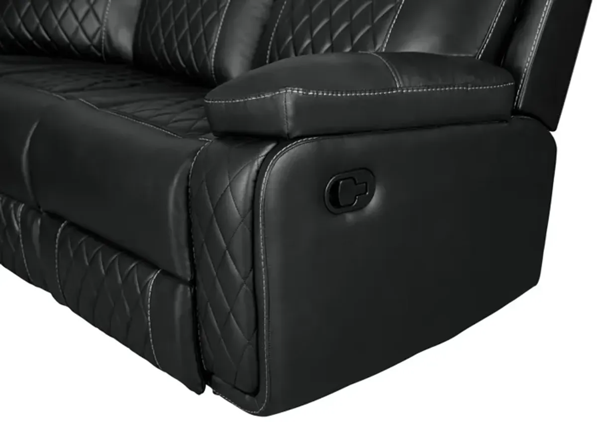 Home Theater Seating Manual Recliner With Cup Holder, Hide - Away Storage PU Reclining Sofa For Living Room, Home Theater