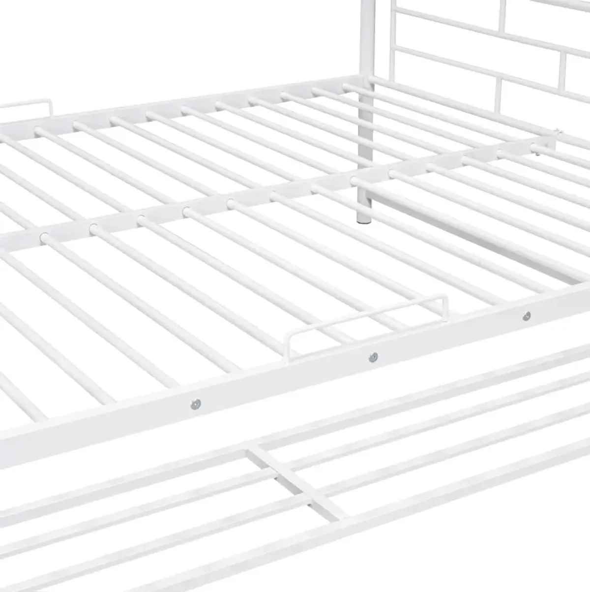 Metal Bunk Bed With Shelf And Guardrails