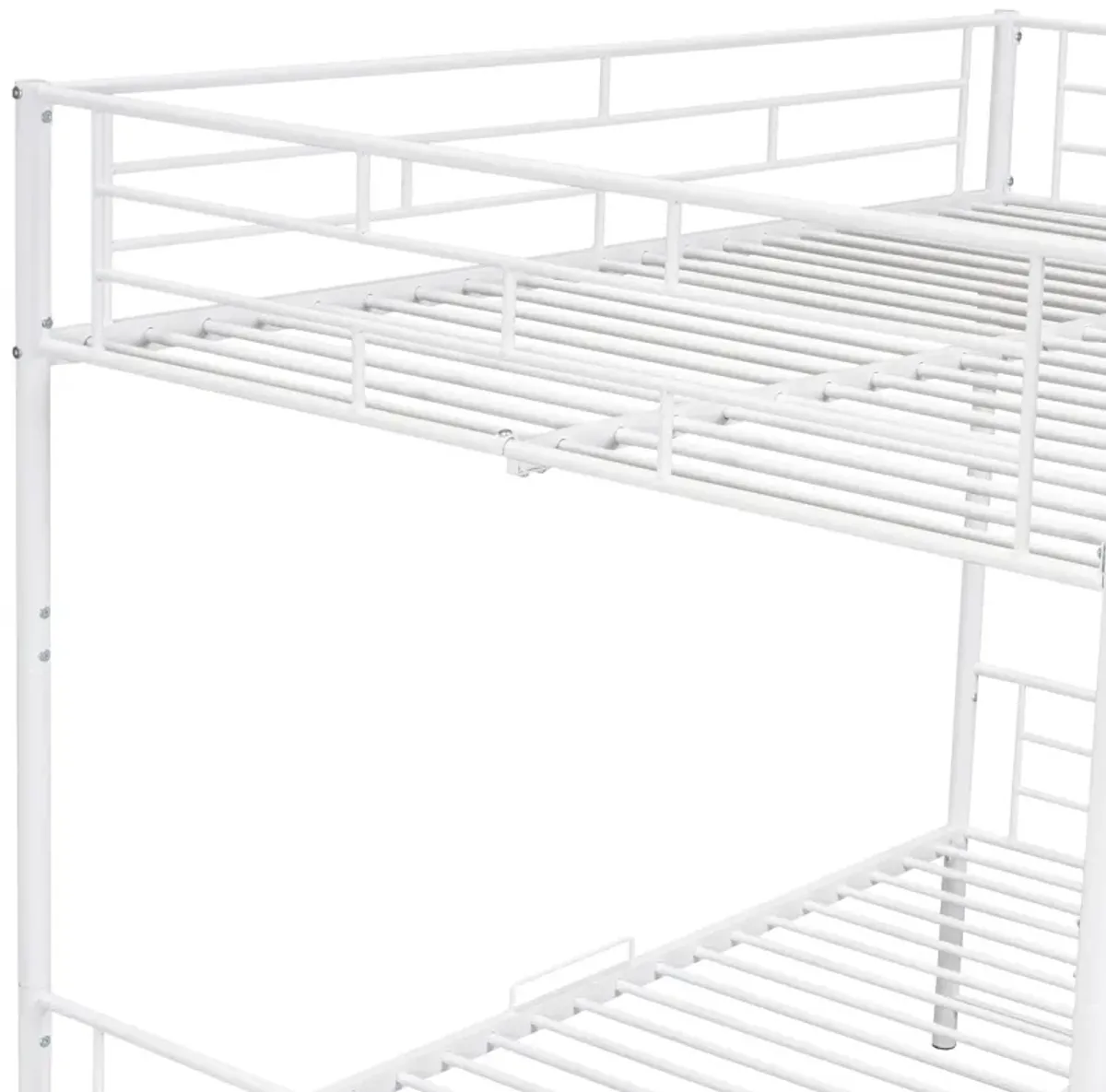 Metal Bunk Bed With Shelf And Guardrails