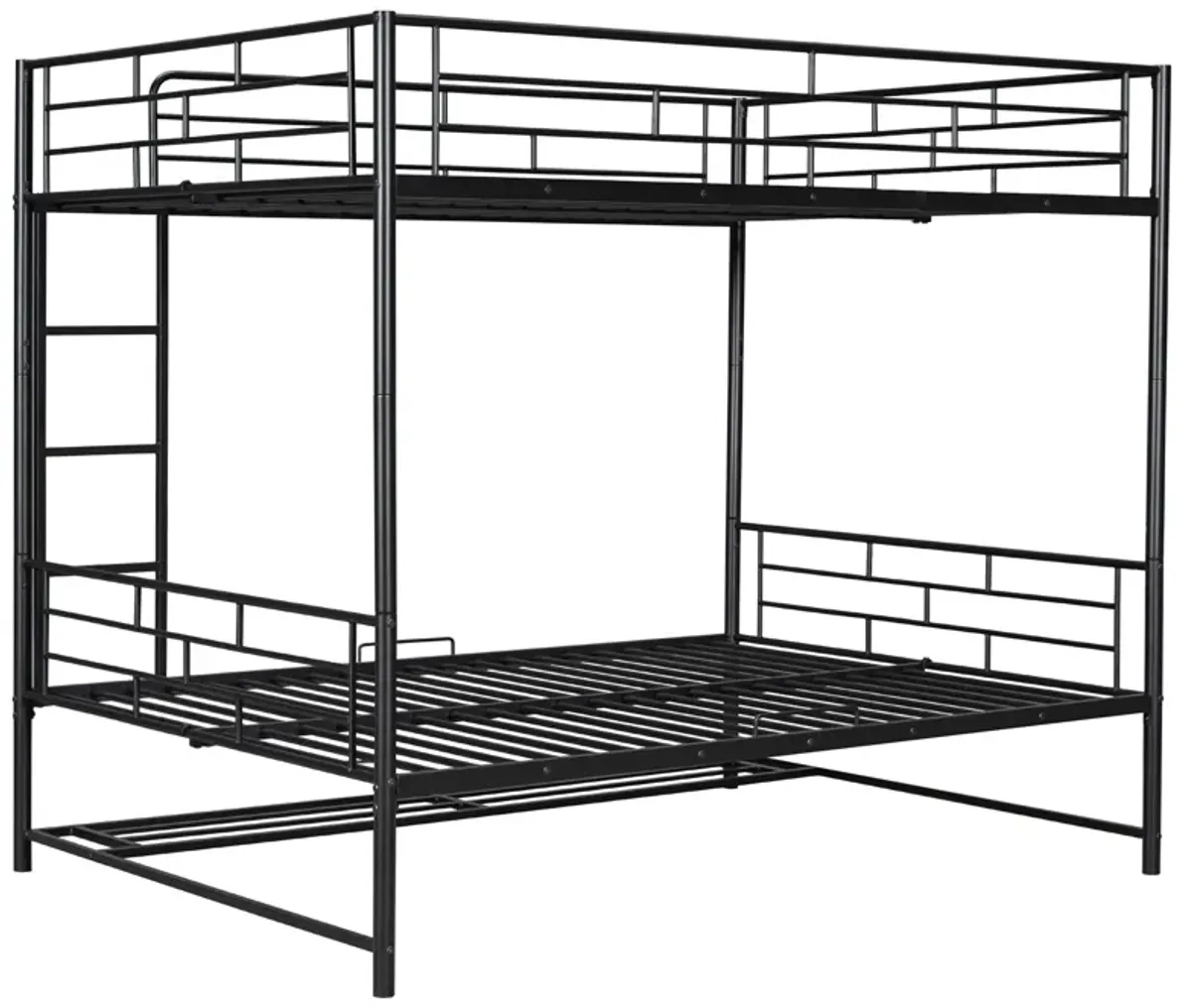 Metal Bunk Bed With Shelf And Guardrails