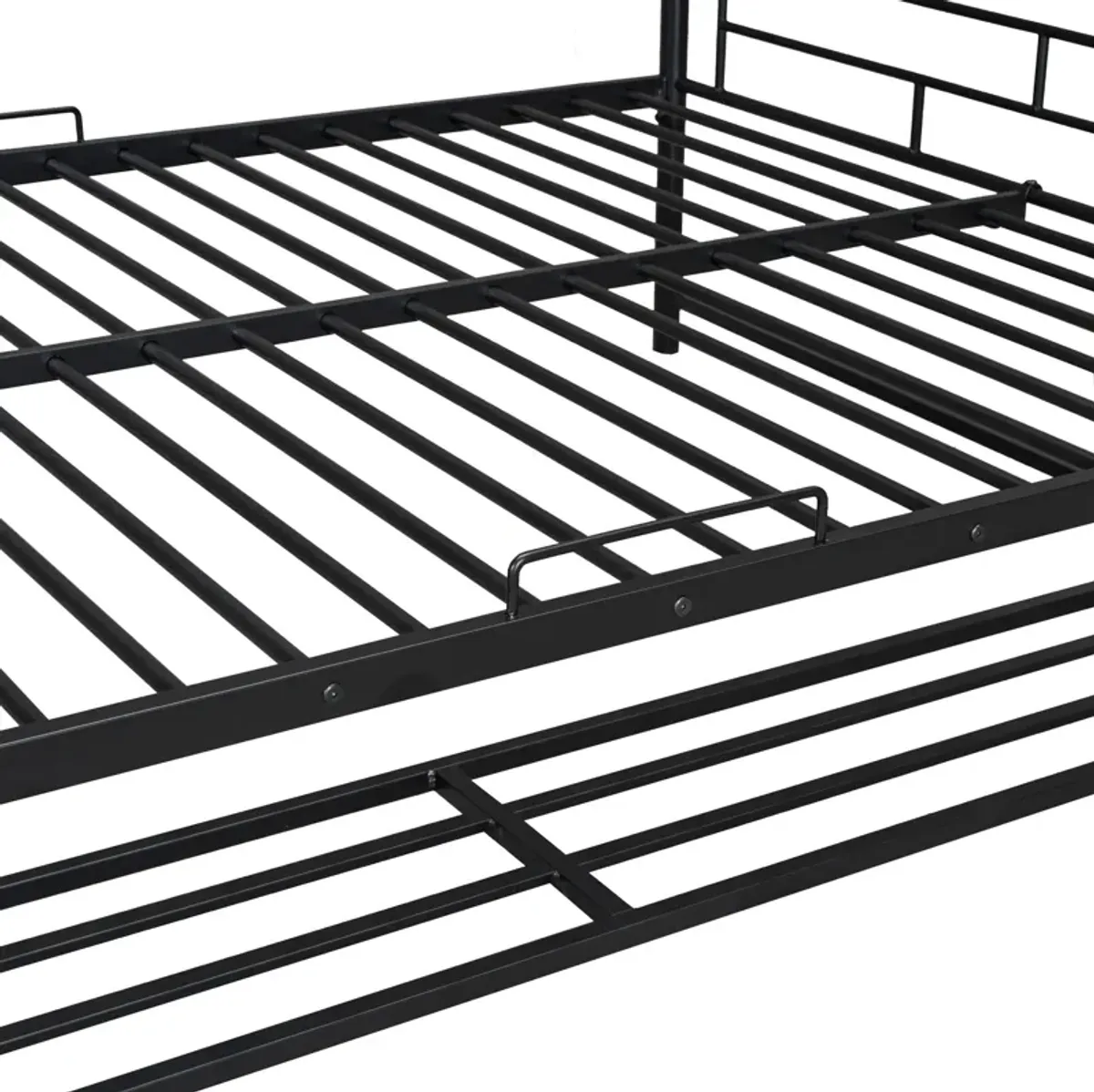 Metal Bunk Bed With Shelf And Guardrails