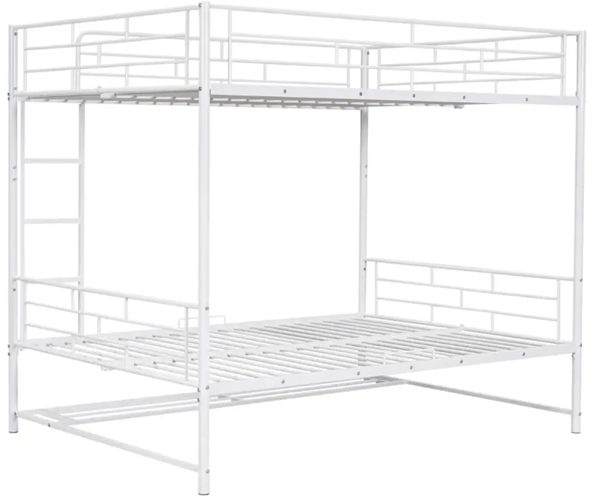 Metal Bunk Bed With Shelf And Guardrails