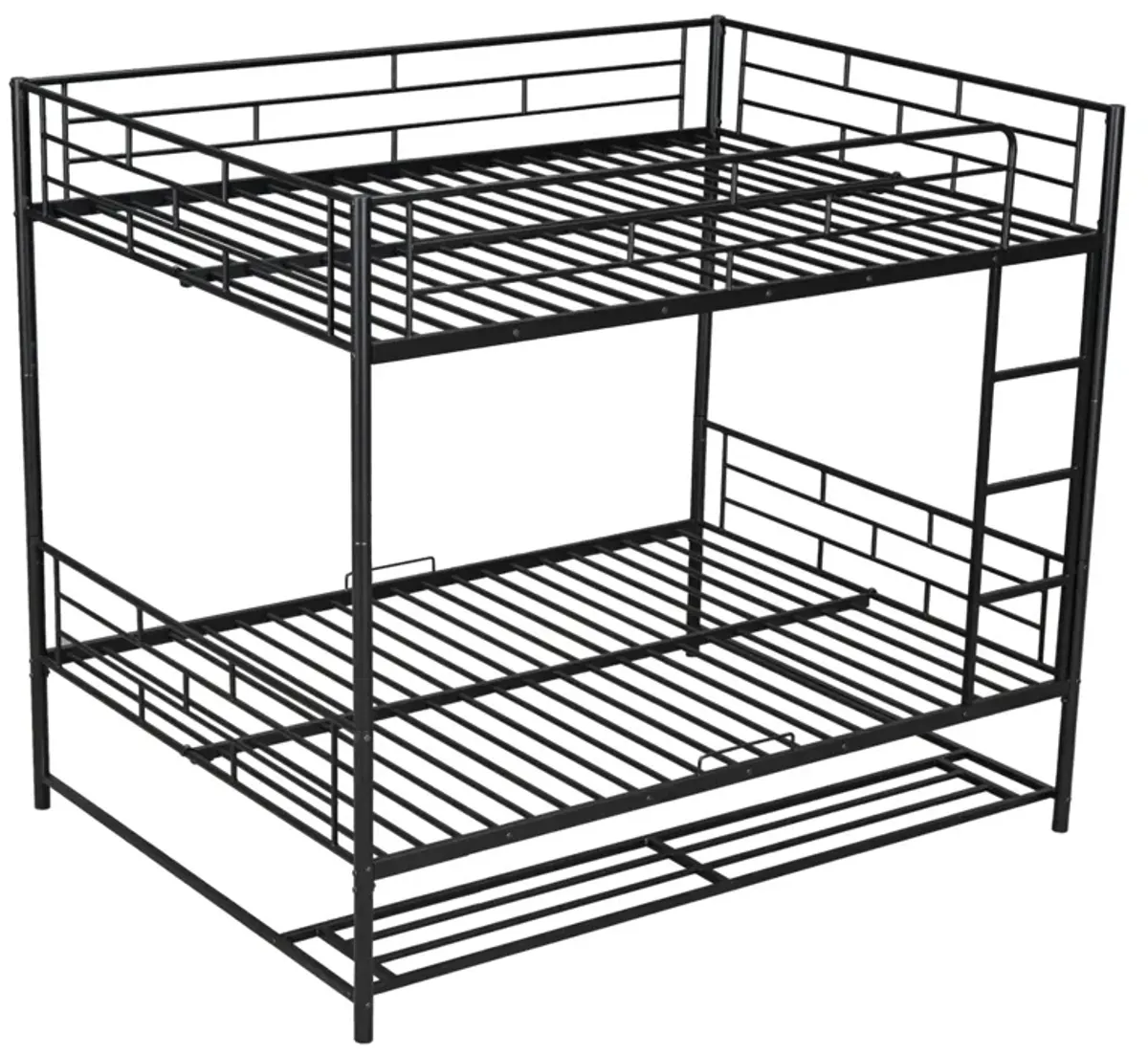 Metal Bunk Bed With Shelf And Guardrails