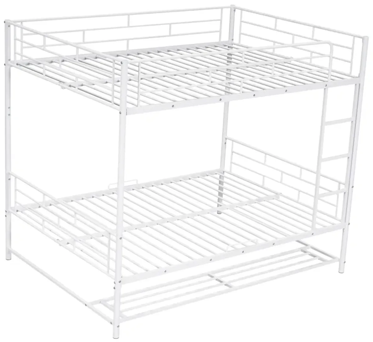 Metal Bunk Bed With Shelf And Guardrails