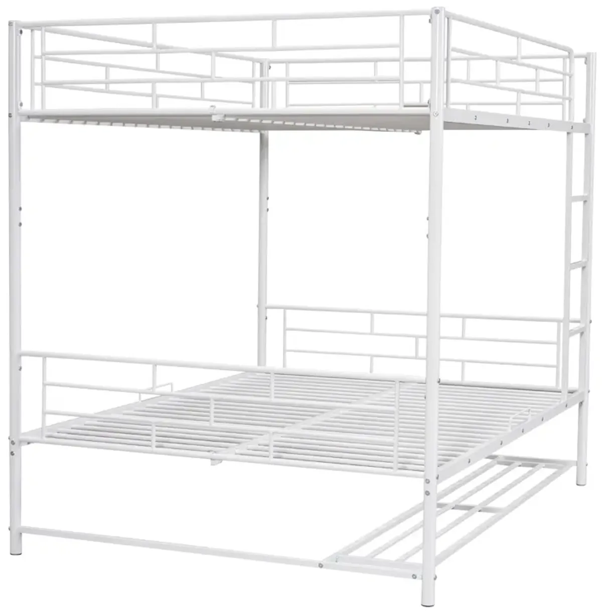 Metal Bunk Bed With Shelf And Guardrails