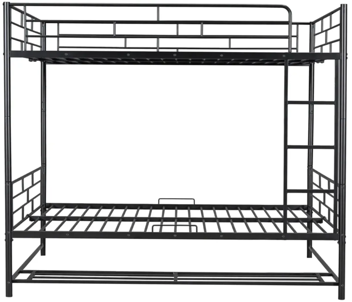 Metal Bunk Bed With Shelf And Guardrails