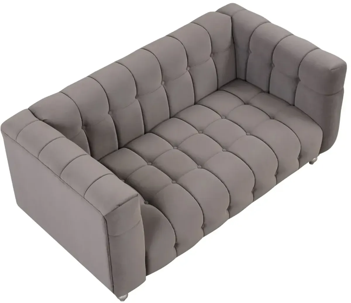 Modern Sofa Dutch Fluff Upholstered Sofa With Wood Legs, Buttoned Tufted Backrest