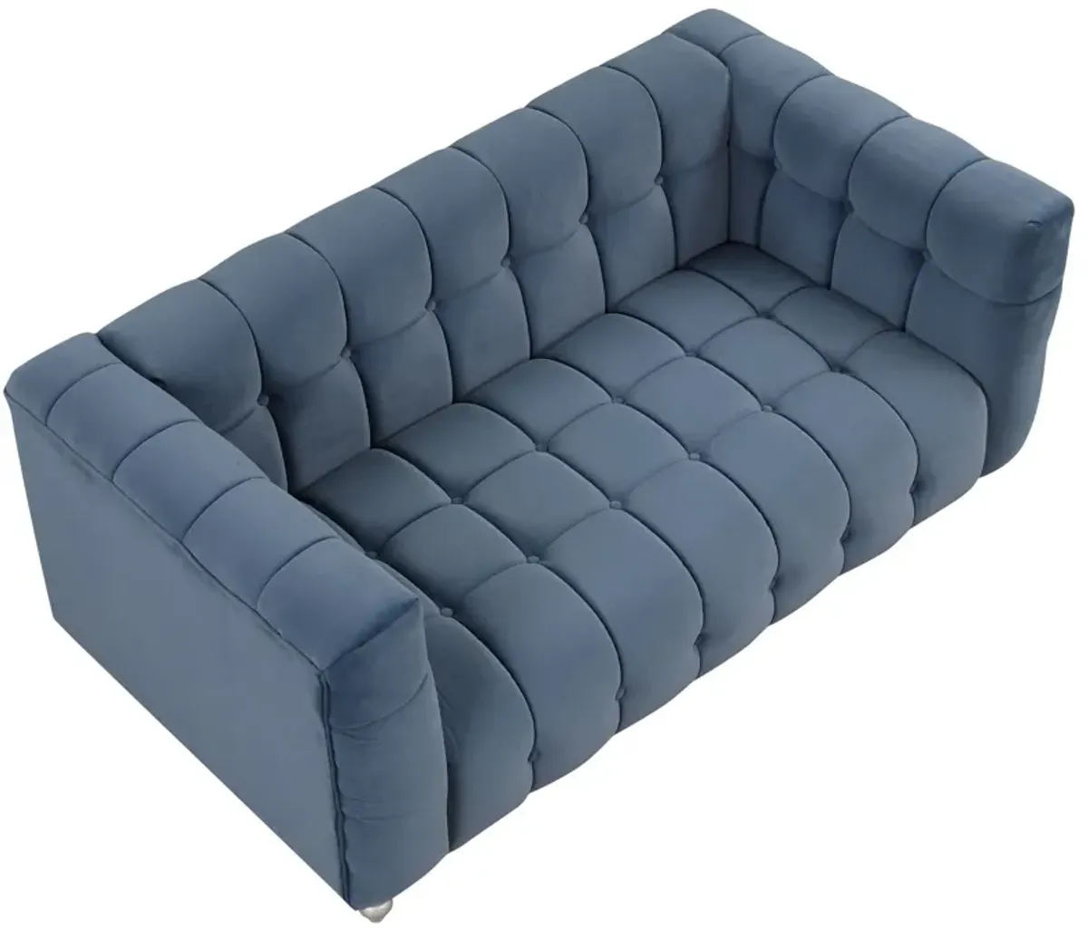 Modern Sofa Dutch Fluff Upholstered Sofa With Wood Legs, Buttoned Tufted Backrest