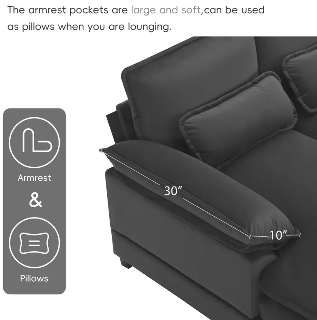 Modern U-Shaped Sectional Sofa With Waist Pillows, 6 Seat Upholstered Symmetrical Sofa Furniture, Sleeper Sofa Couch With Chaise Lounge For Living Room