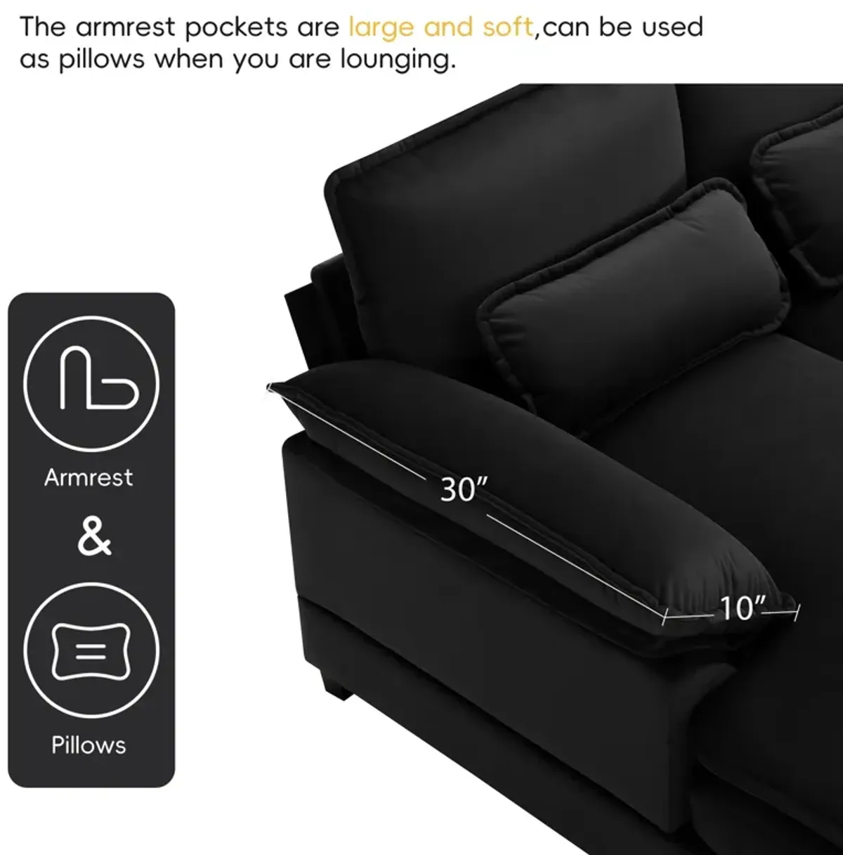 Modern U-Shaped Sectional Sofa With Waist Pillows, 6 Seat Upholstered Symmetrical Sofa Furniture, Sleeper Sofa Couch With Chaise Lounge For Living Room