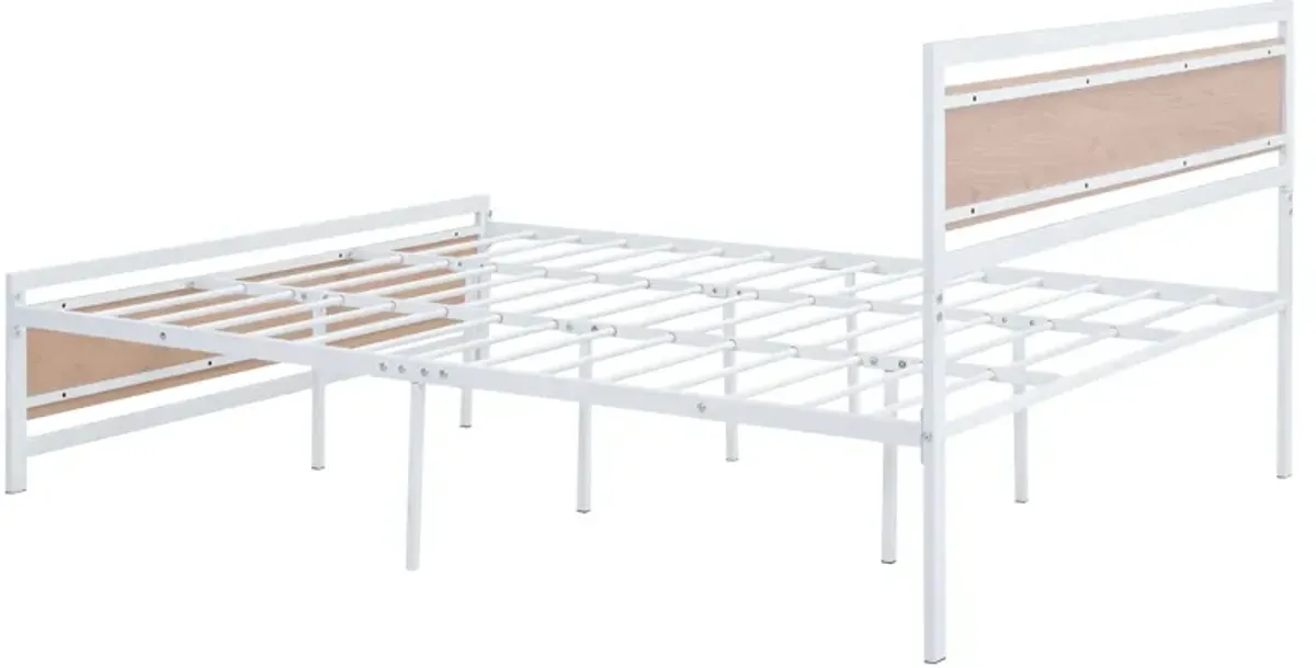 Platform Bed, Metal And Wood Bed Frame With Headboard And Footboard