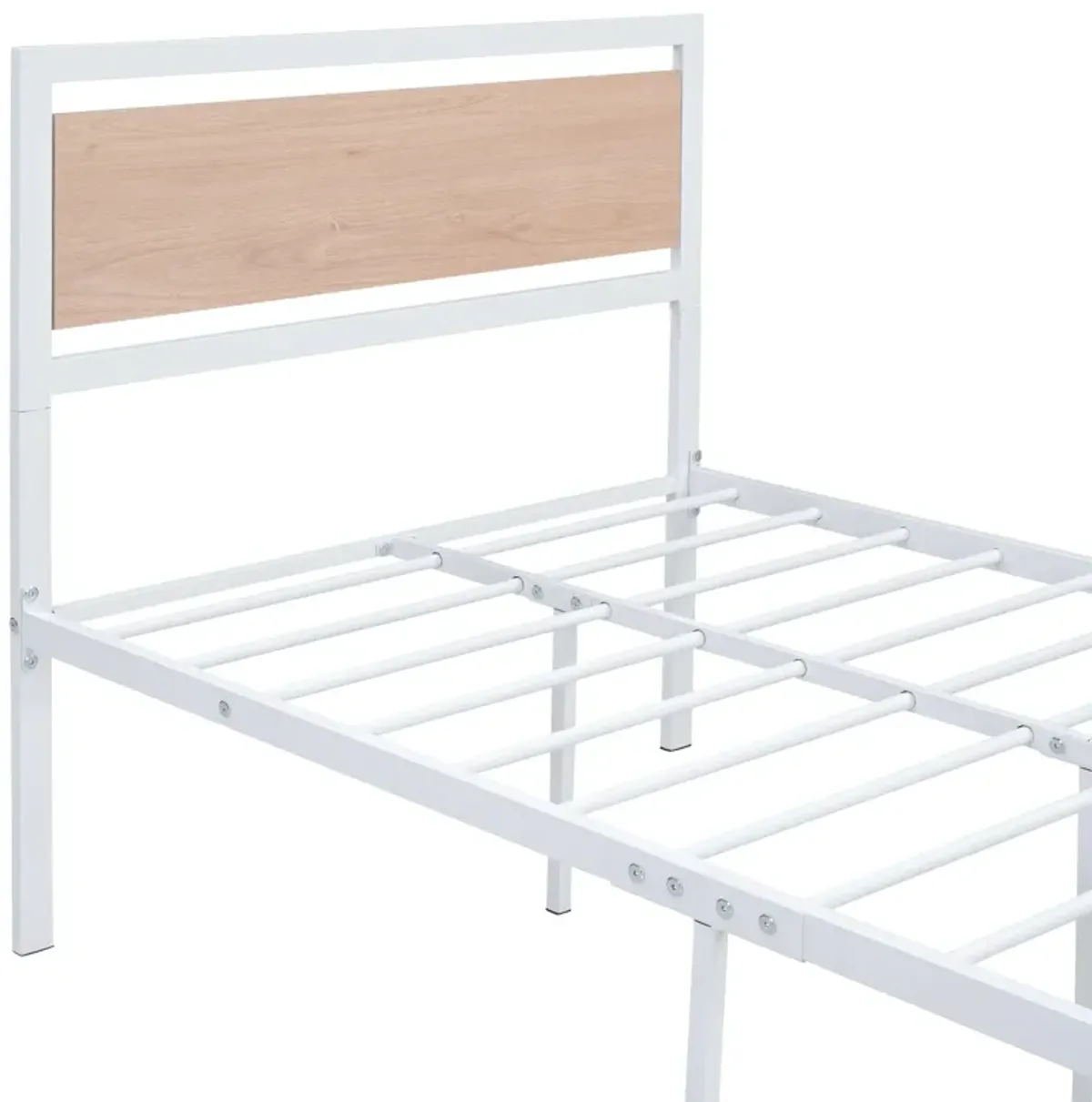 Platform Bed, Metal And Wood Bed Frame With Headboard And Footboard