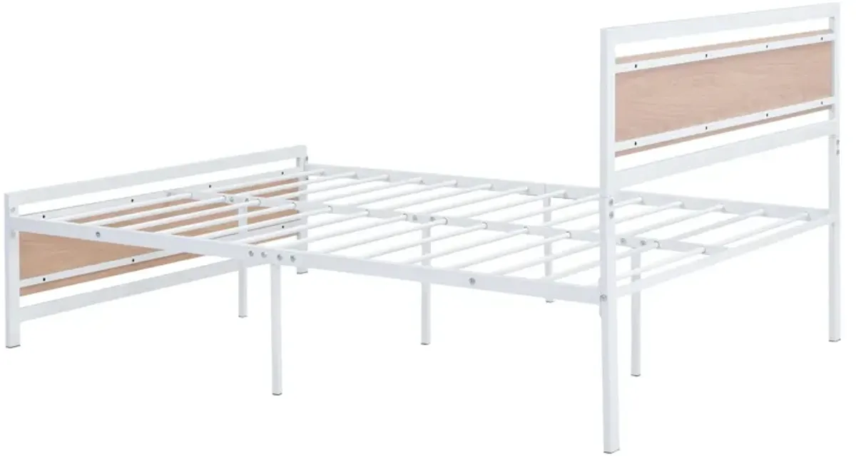 Platform Bed, Metal And Wood Bed Frame With Headboard And Footboard