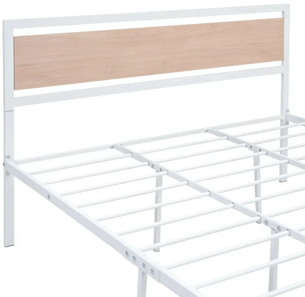 Platform Bed, Metal And Wood Bed Frame With Headboard And Footboard