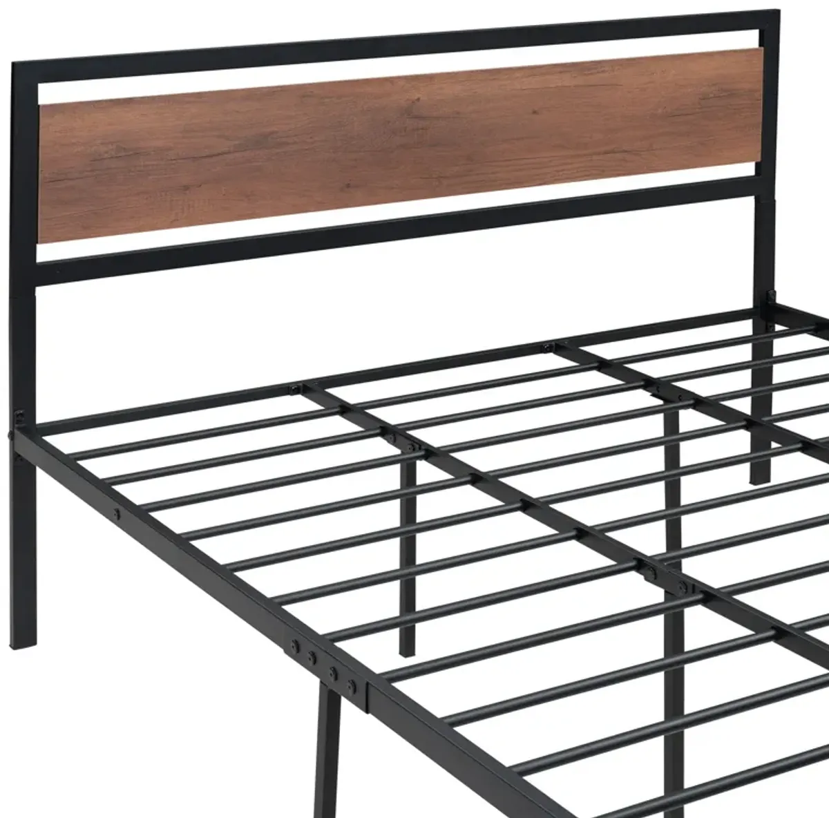 Platform Bed, Metal And Wood Bed Frame With Headboard And Footboard