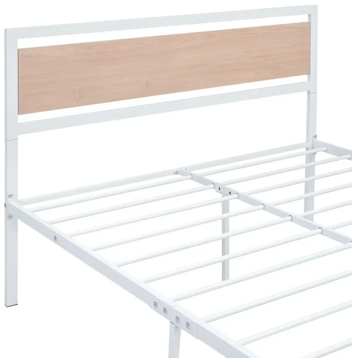 Platform Bed, Metal And Wood Bed Frame With Headboard And Footboard