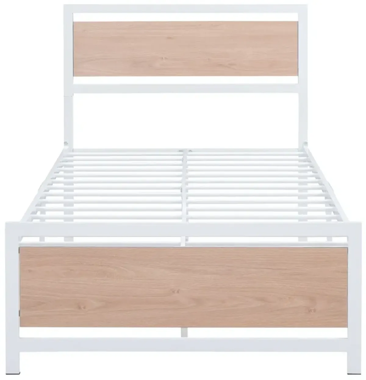 Platform Bed, Metal And Wood Bed Frame With Headboard And Footboard