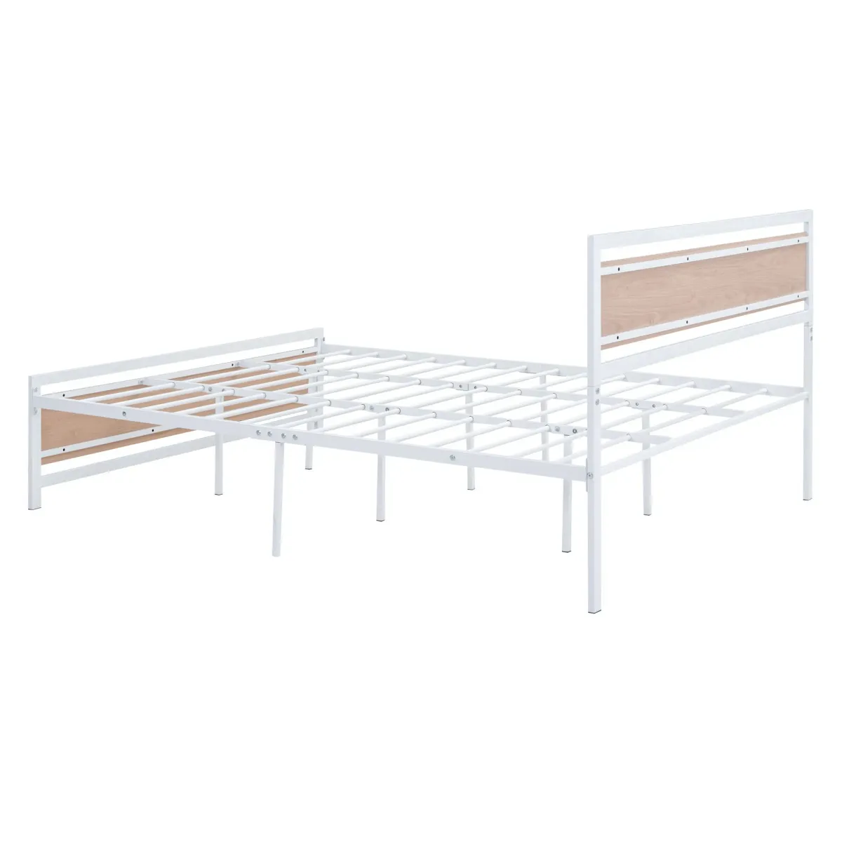 Platform Bed, Metal And Wood Bed Frame With Headboard And Footboard