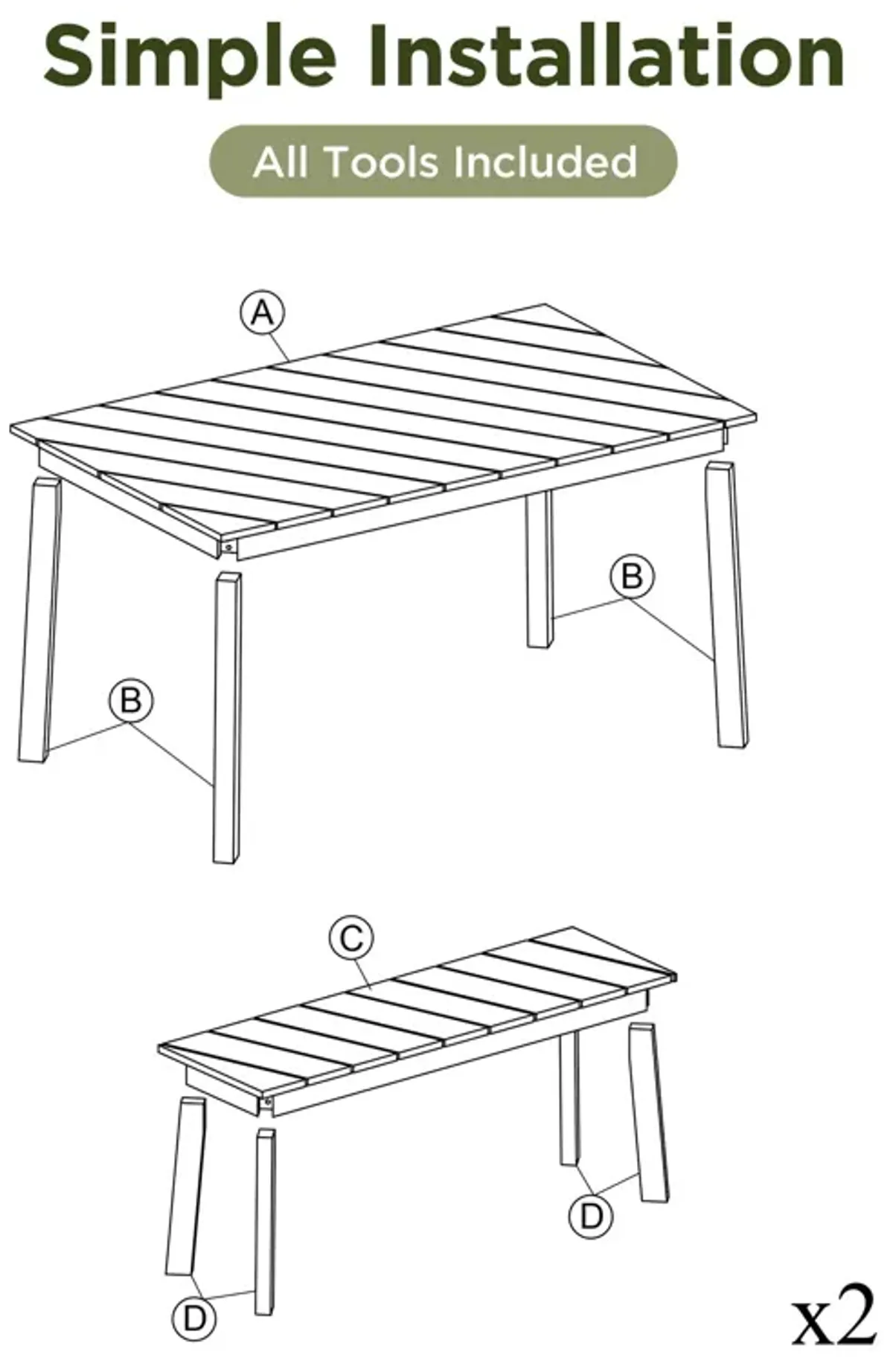 3 Pieces Acacia Wood Table Bench Dining Set For Outdoor & Indoor Furniture With 2 Benches, Picnic Beer Table For Patio, Porch, Garden, Poolside - Natural