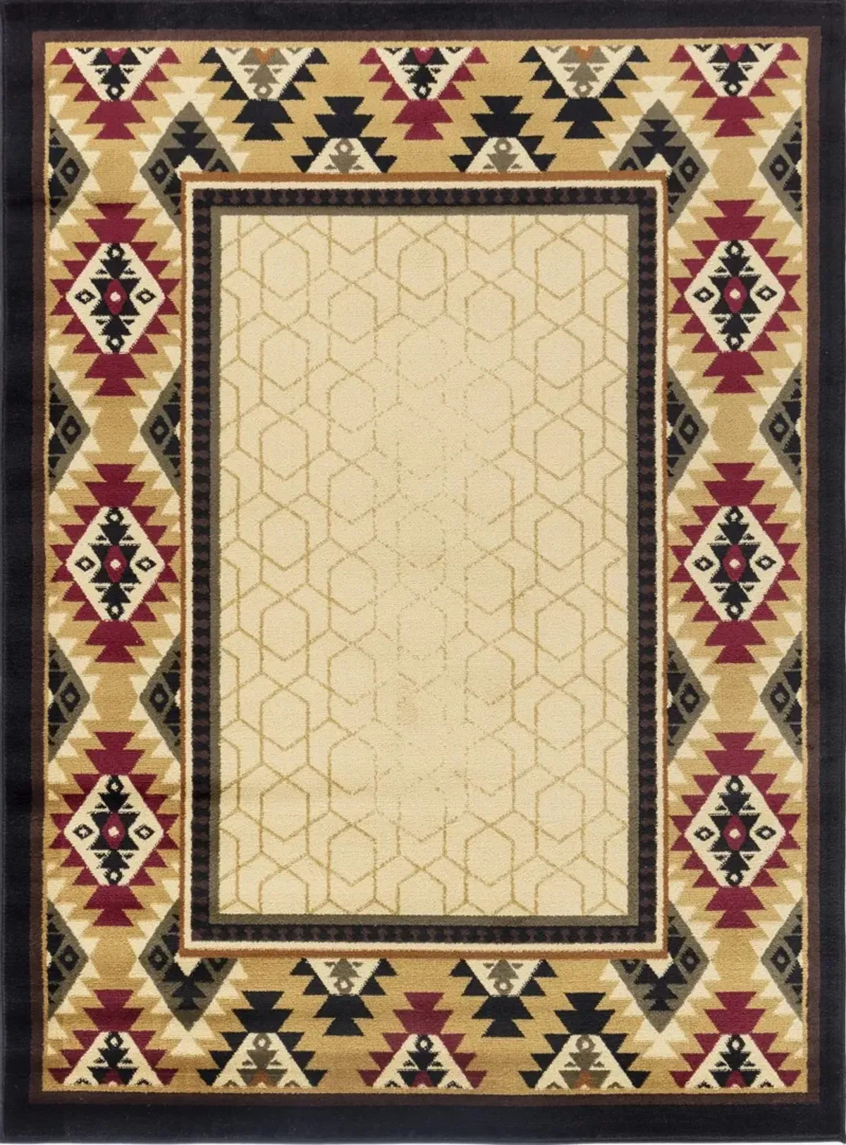 Tribes - 5'3" X 7'3" Polypropylene, Southwest Area Rug - Cream