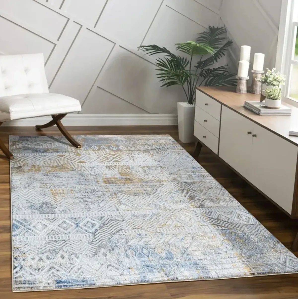 Legacy - 5'3" X 7' Area Rug - Multi / White