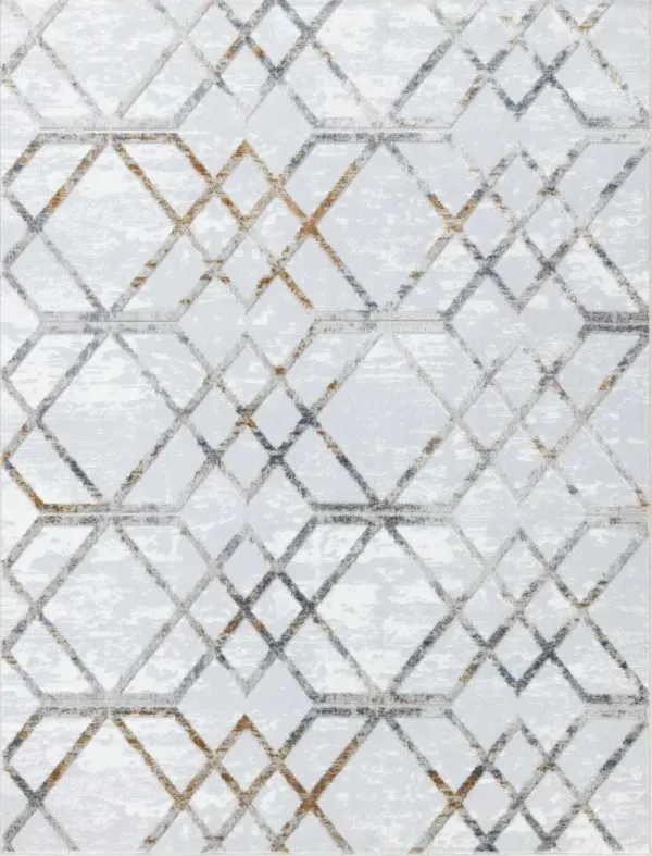 Nova - 2'7" X 7' Polypropylene Area Rug - Multi / White