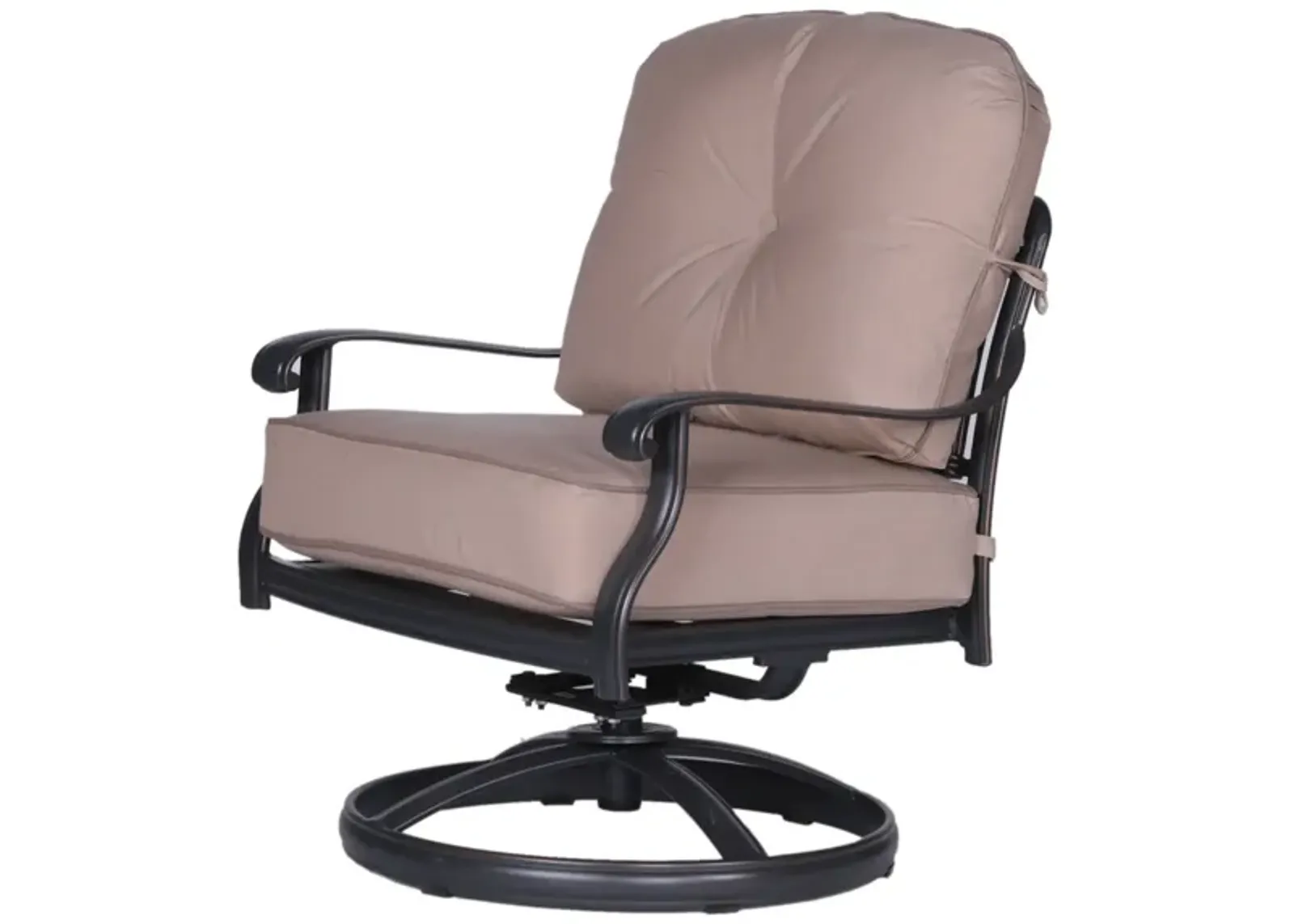 Club Swivel Chairs With Cushion, Quality Outdoor Patio Furniture - Black / Brown