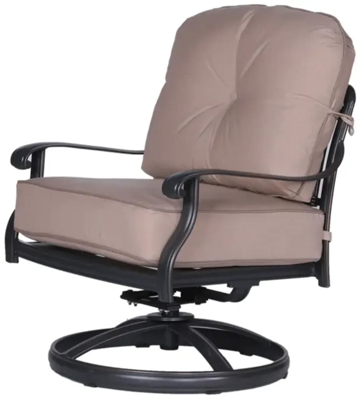 Club Swivel Chairs With Cushion, Quality Outdoor Patio Furniture - Black / Brown