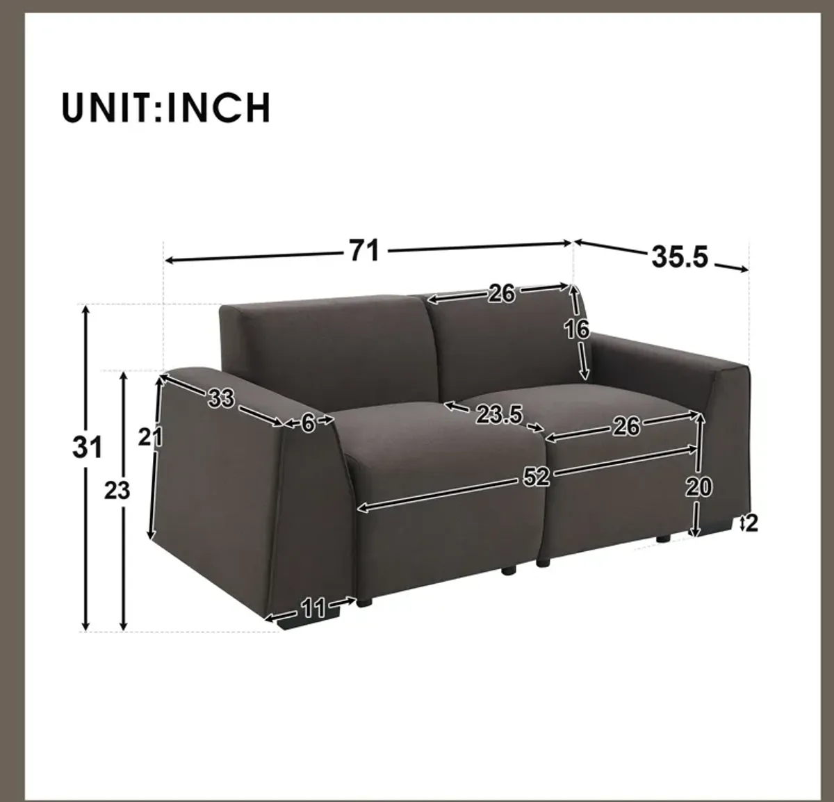 Modern Linen Sofa, Stylish And Minimalist 2-3 Seat Couch, Easy To Install, Exquisite Loveseat With Wide Armrests For Living Room