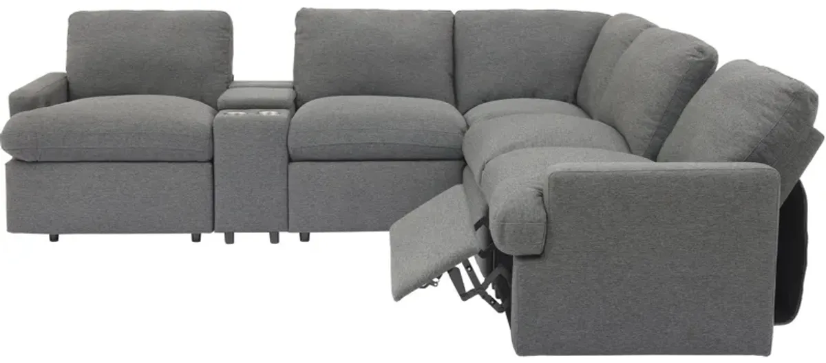 Power Recliner Corner Sofa Home Theater Reclining Sofa Sectional Couches With Storage Box, Cup Holders, USB Ports And Power Socket For Living Room