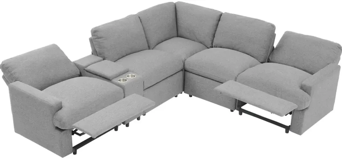 Power Recliner Corner Sofa Home Theater Reclining Sofa Sectional Couches With Storage Box, Cup Holders, USB Ports And Power Socket For Living Room