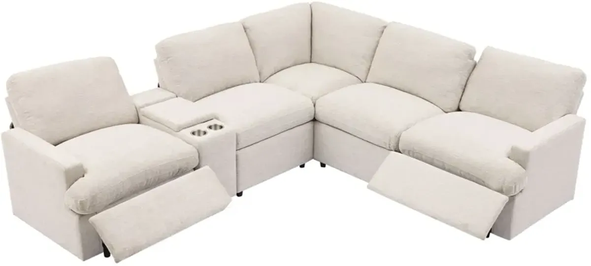 Power Recliner Corner Sofa Home Theater Reclining Sofa Sectional Couches With Storage Box, Cup Holders, USB Ports And Power Socket For Living Room