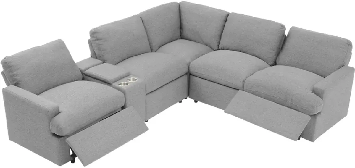 Power Recliner Corner Sofa Home Theater Reclining Sofa Sectional Couches With Storage Box, Cup Holders, USB Ports And Power Socket For Living Room