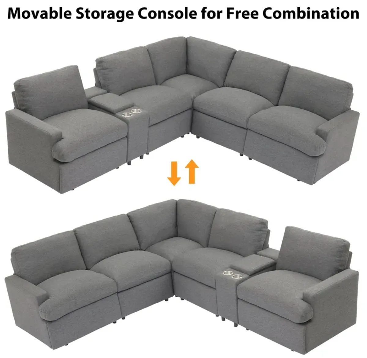 Power Recliner Corner Sofa Home Theater Reclining Sofa Sectional Couches With Storage Box, Cup Holders, USB Ports And Power Socket For Living Room