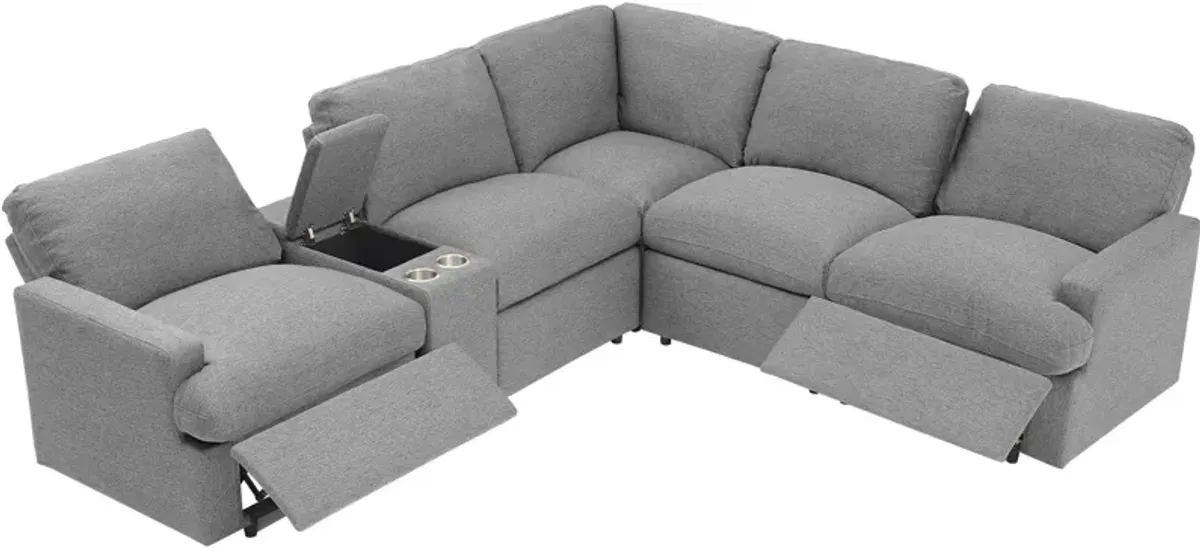 Power Recliner Corner Sofa Home Theater Reclining Sofa Sectional Couches With Storage Box, Cup Holders, USB Ports And Power Socket For Living Room